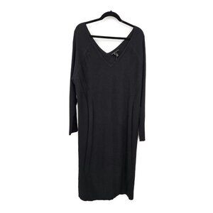 New Lane Bryant Black Sweater Dress Womens 22/24 VNeck Long Sleeve
